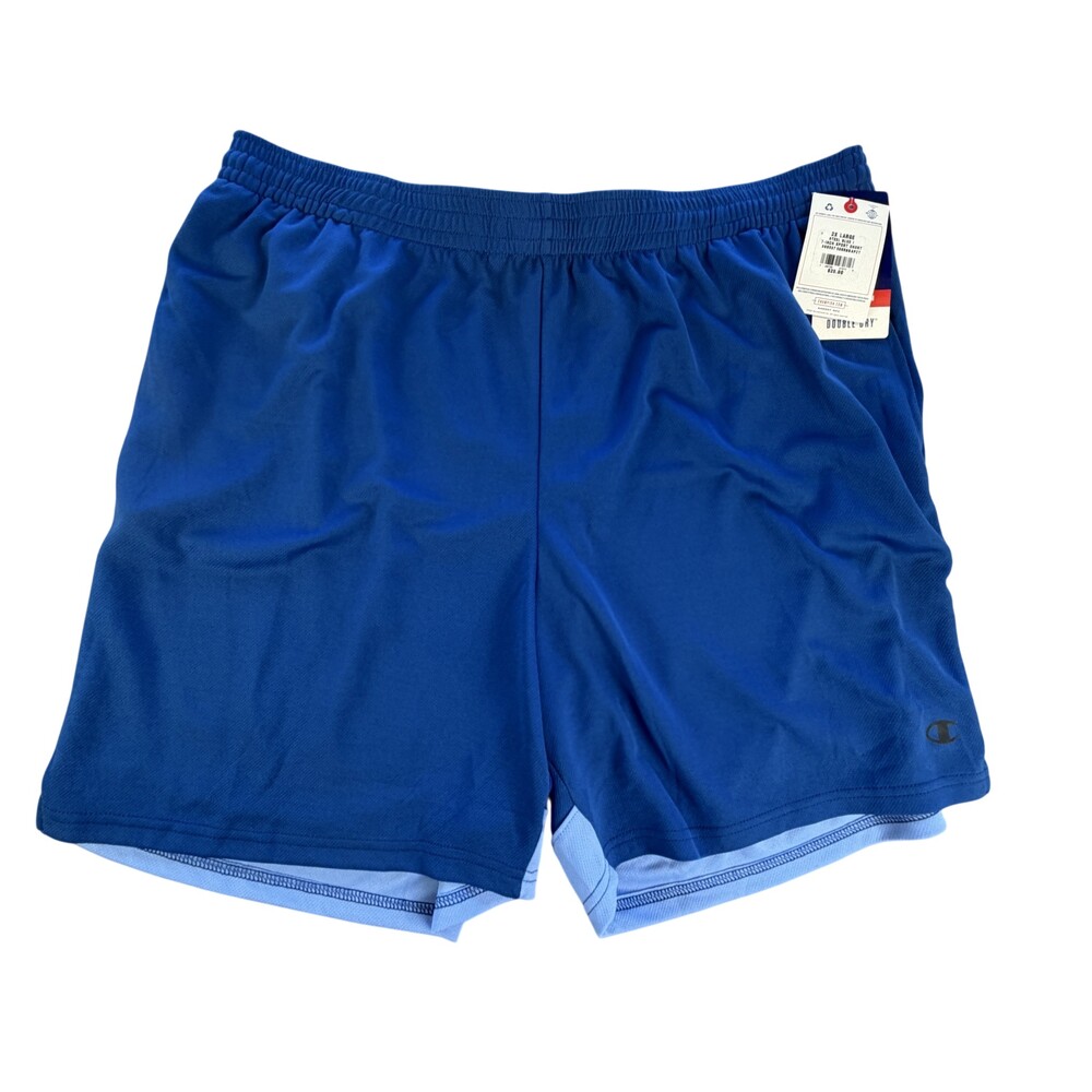 Champion Double Dry Sport Shorts Mens 2XL 37x7 Blue Mesh Athletic Quick Dry